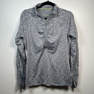 ATHLETA Elite 1/4 Half Zip Black & White Space Dye Pullover Top Size Large